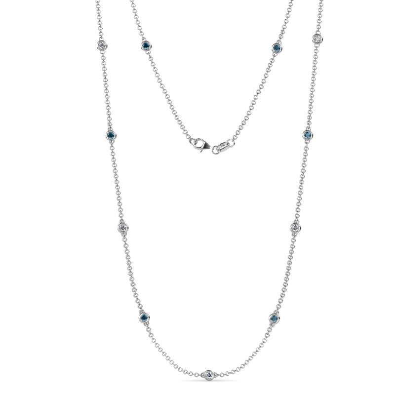 Asta (11 Stn/2.7mm) Blue Diamond and White Lab Grown Diamond on Cable Necklace 