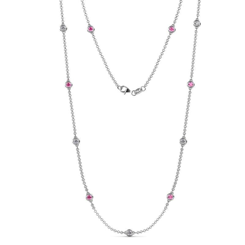 Asta (11 Stn/3.4mm) Pink Sapphire and Lab Grown Diamond on Cable Necklace 