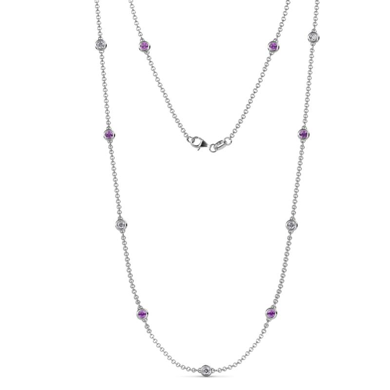 Asta (11 Stn/3.4mm) Amethyst and Lab Grown Diamond on Cable Necklace 