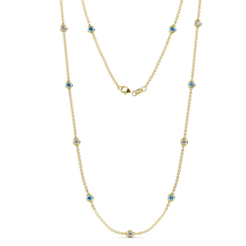 Asta (11 Stn/3.4mm) Blue Topaz and Lab Grown Diamond on Cable Necklace 