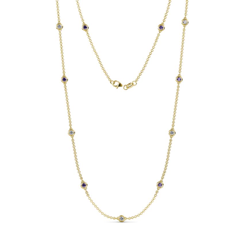 Asta (11 Stn/3.4mm) Iolite and Lab Grown Diamond on Cable Necklace 