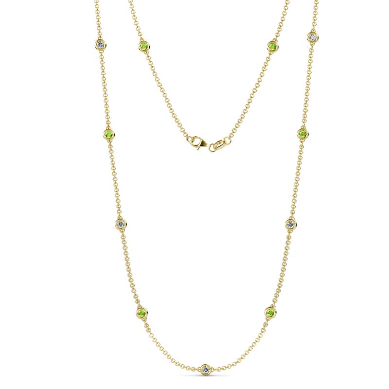 Asta (11 Stn/3.4mm) Peridot and Lab Grown Diamond on Cable Necklace 