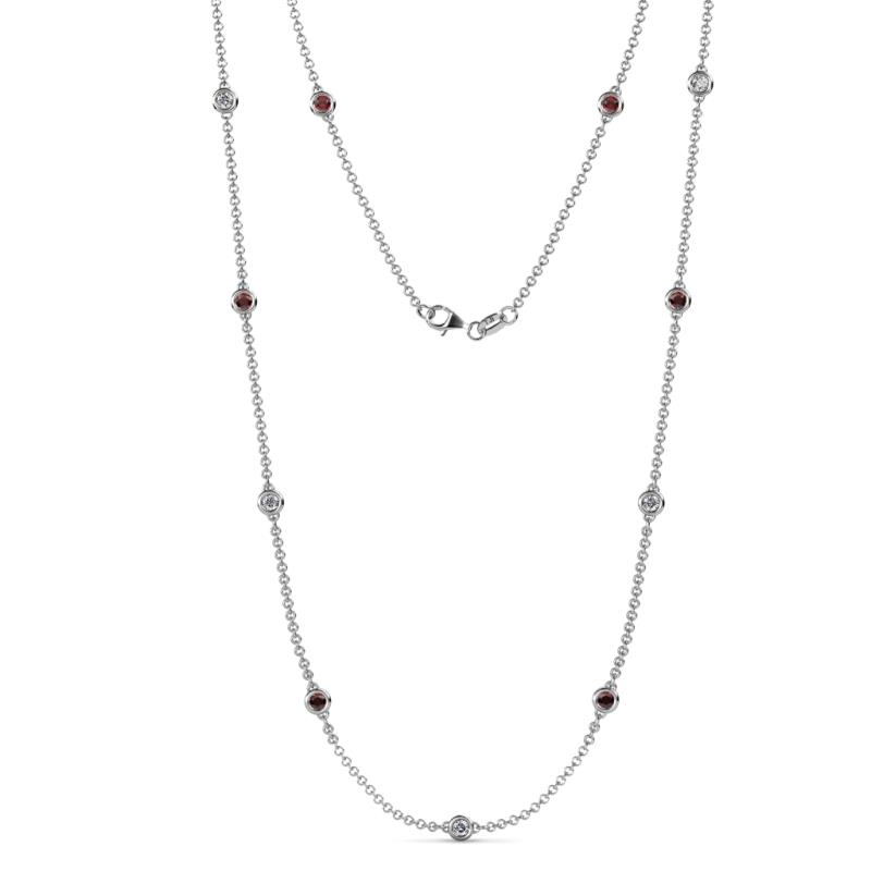 Asta (11 Stn/3.4mm) Red Garnet and Lab Grown Diamond on Cable Necklace 