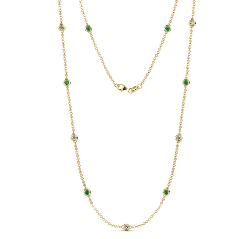 Asta (11 Stn/3.4mm) Emerald and Lab Grown Diamond on Cable Necklace 