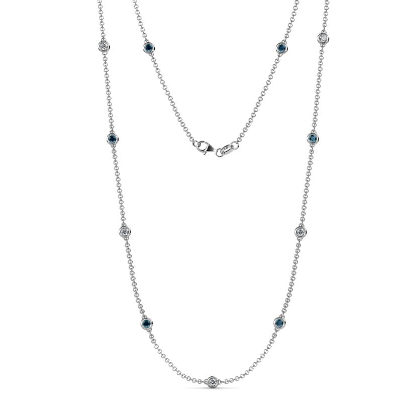 Asta (11 Stn/3.4mm) Blue Diamond and White Lab Grown Diamond on Cable Necklace 