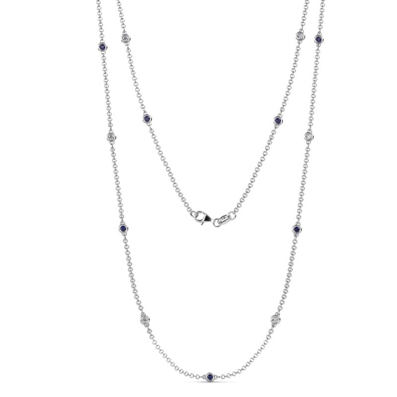 Lien (13 Stn/2.3mm) Blue Sapphire and Lab Grown Diamond on Cable Necklace 