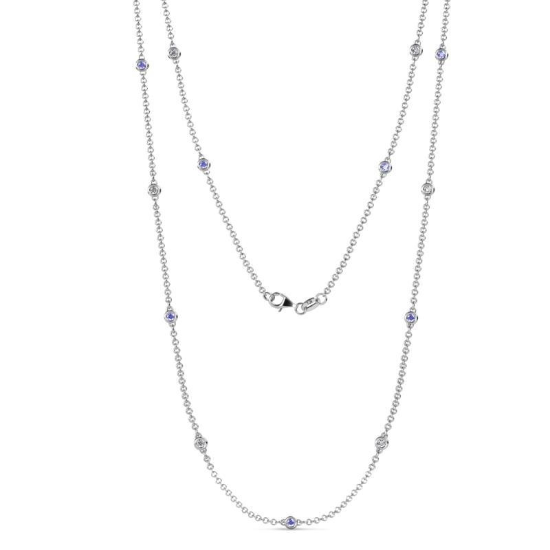 Lien (13 Stn/2.3mm) Tanzanite and Lab Grown Diamond on Cable Necklace 