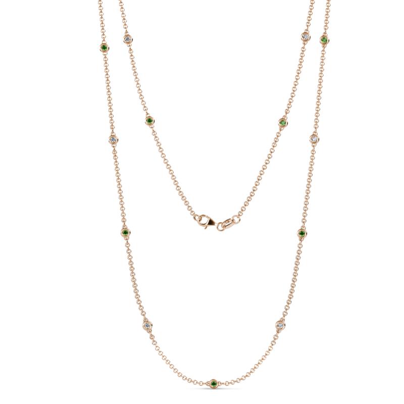 Lien (13 Stn/2.3mm) Green Garnet and Lab Grown Diamond on Cable Necklace 