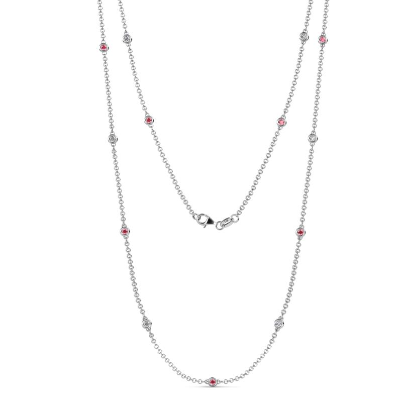 Lien (13 Stn/2.3mm) Pink Tourmaline and Lab Grown Diamond on Cable Necklace 