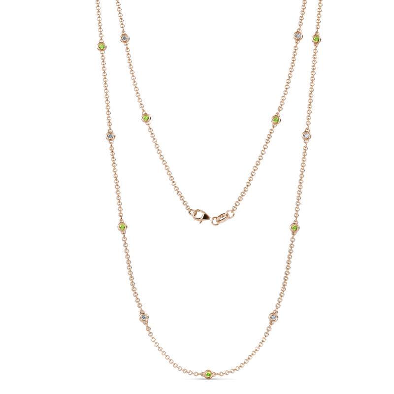 Lien (13 Stn/2.3mm) Peridot and Lab Grown Diamond on Cable Necklace 