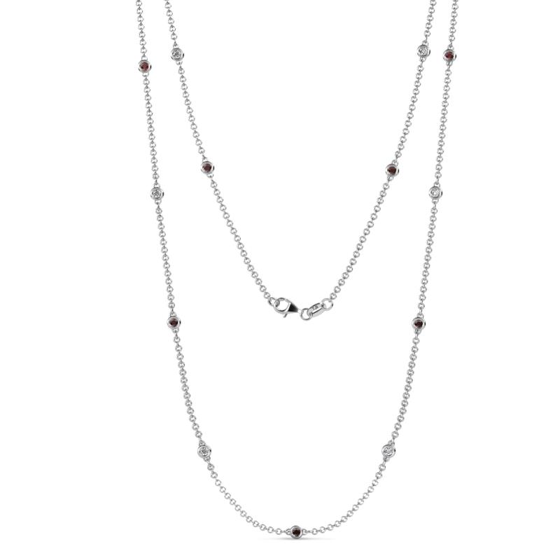 Lien (13 Stn/2.3mm) Red Garnet and Lab Grown Diamond on Cable Necklace 