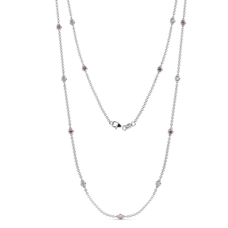 Lien (13 Stn/2.3mm) Rhodolite Garnet and Lab Grown Diamond on Cable Necklace 