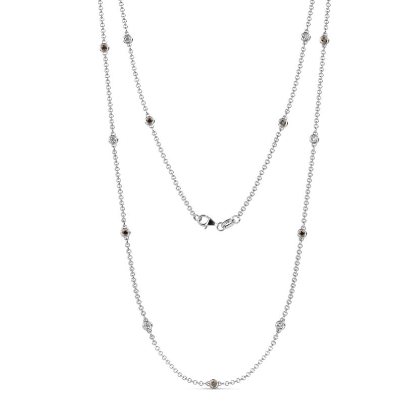 Lien (13 Stn/2.3mm) Smoky Quartz and Lab Grown Diamond on Cable Necklace 