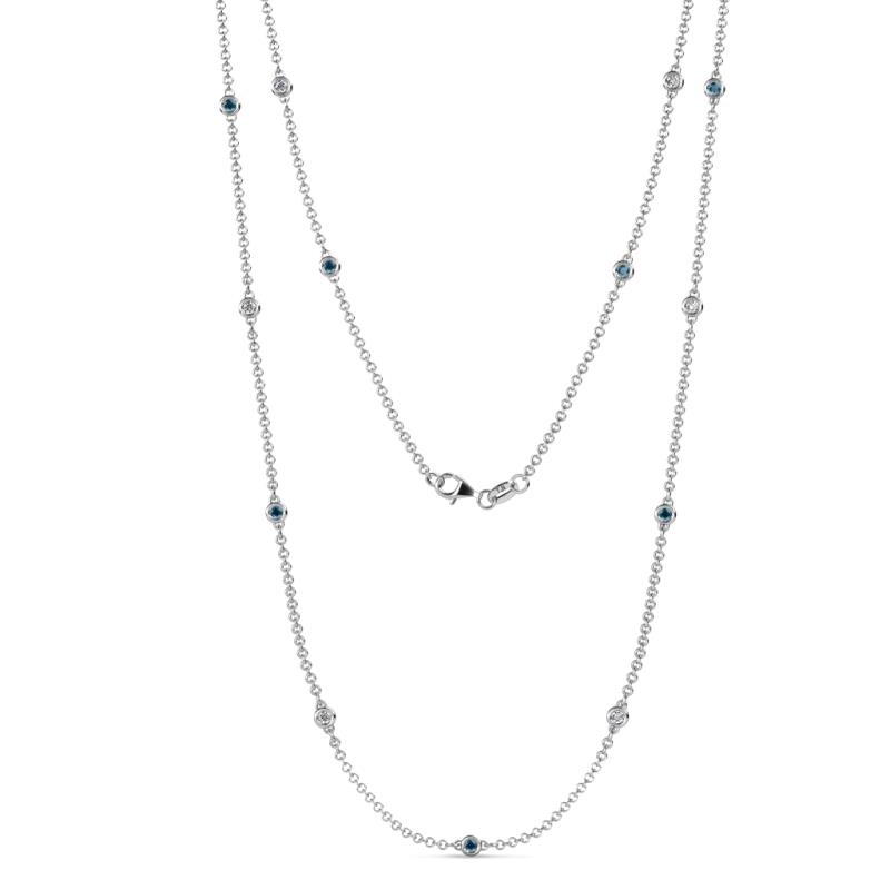 Lien (13 Stn/2.3mm) London Blue Topaz and Lab Grown Diamond on Cable Necklace 