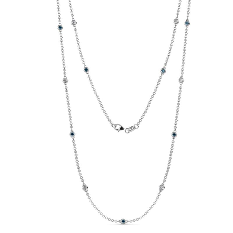 Lien (13 Stn/2.3mm) Blue Diamond and White Lab Grown Diamond on Cable Necklace 