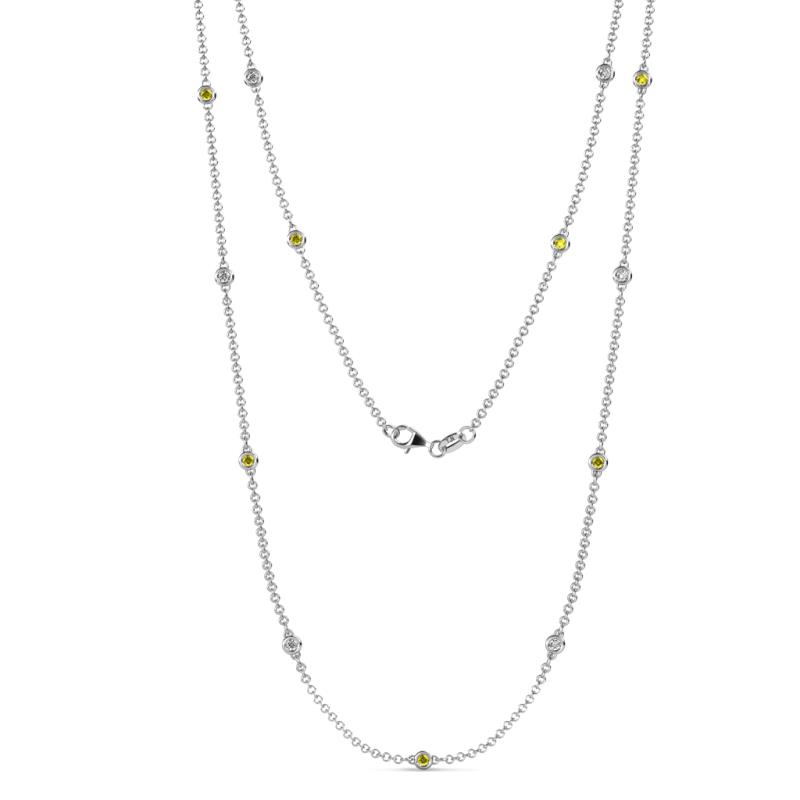 Lien (13 Stn/2.3mm) Yellow Diamond and White Lab Grown Diamond on Cable Necklace 