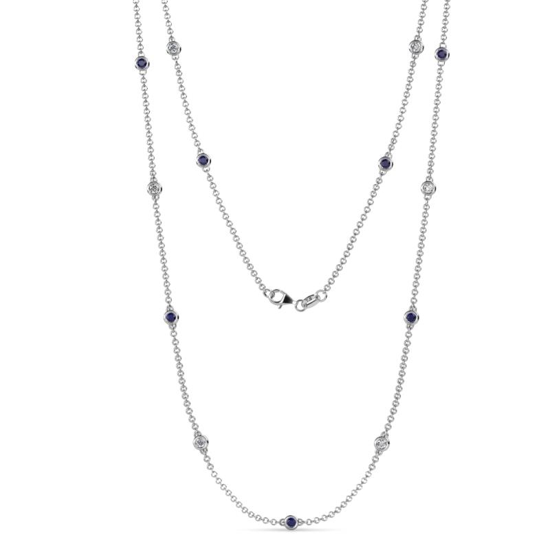 Lien (13 Stn/2.6mm) Blue Sapphire and Lab Grown Diamond on Cable Necklace 