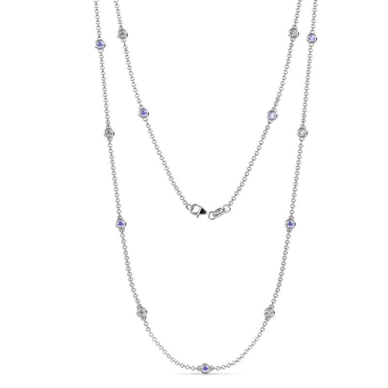 Lien (13 Stn/2.6mm) Tanzanite and Lab Grown Diamond on Cable Necklace 