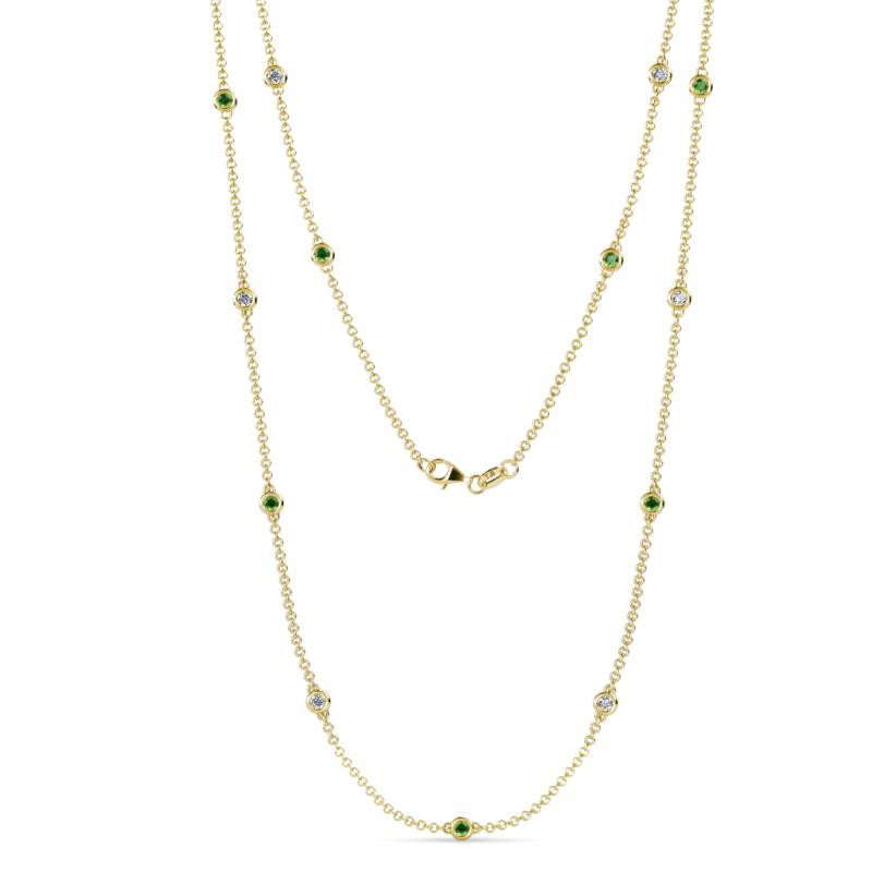Lien (13 Stn/2.6mm) Green Garnet and Lab Grown Diamond on Cable Necklace 