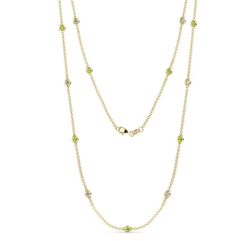 Lien (13 Stn/2.6mm) Peridot and Lab Grown Diamond on Cable Necklace 