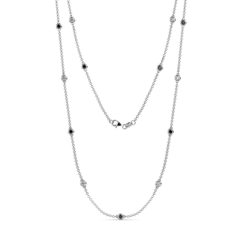 Lien (13 Stn/2.6mm) Black Diamond and Lab Grown Diamond on Cable Necklace 