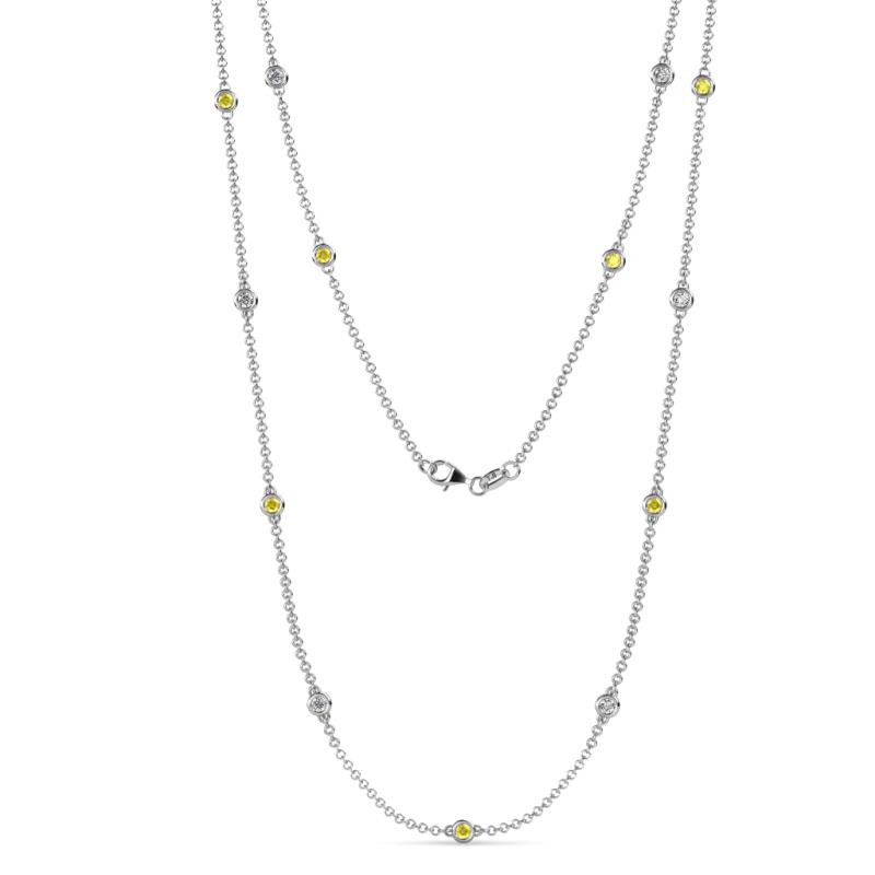 Lien (13 Stn/2.6mm) Yellow Sapphire and Lab Grown Diamond on Cable Necklace 