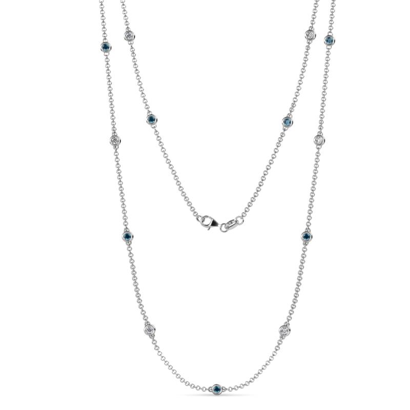 Lien (13 Stn/2.6mm) London Blue Topaz and Lab Grown Diamond on Cable Necklace 