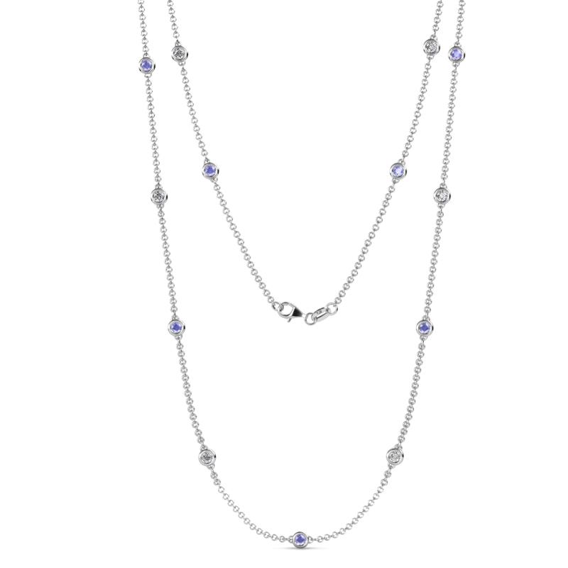 Lien (13 Stn/3mm) Tanzanite and Lab Grown Diamond on Cable Necklace 