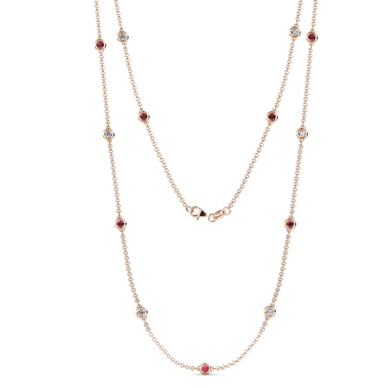 Lien (13 Stn/3mm) Ruby and Lab Grown Diamond on Cable Necklace 