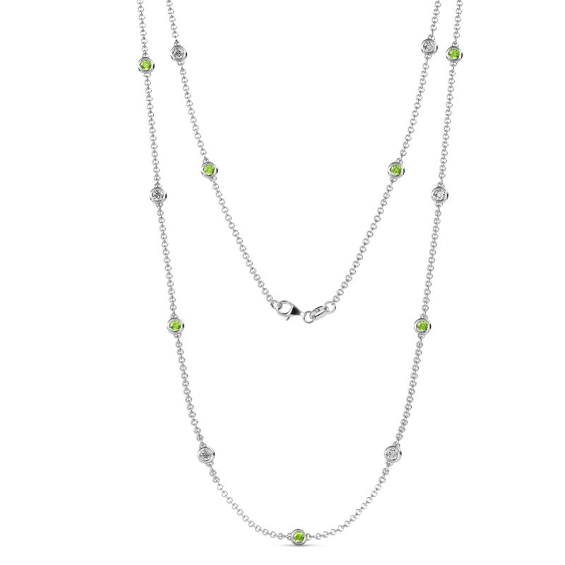 Lien (13 Stn/3mm) Peridot and Lab Grown Diamond on Cable Necklace 