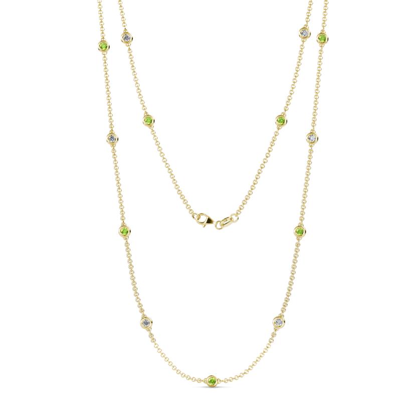 Lien (13 Stn/3mm) Peridot and Lab Grown Diamond on Cable Necklace 