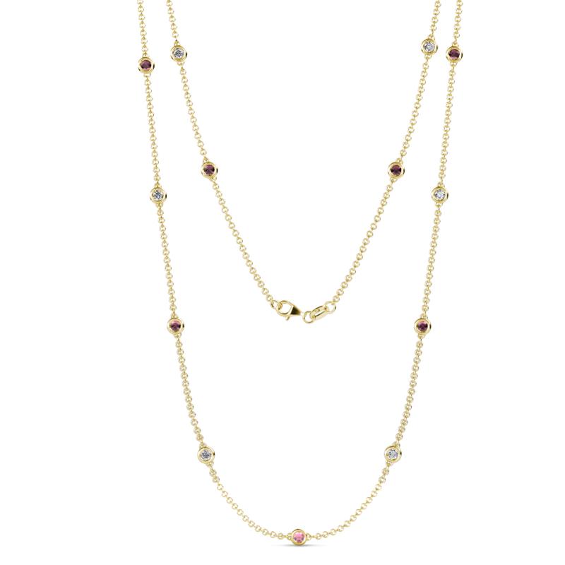 Lien (13 Stn/3mm) Rhodolite Garnet and Lab Grown Diamond on Cable Necklace 