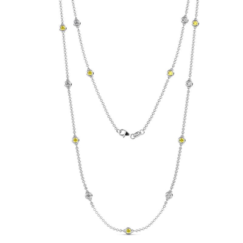 Lien (13 Stn/3mm) Yellow Sapphire and Lab Grown Diamond on Cable Necklace 