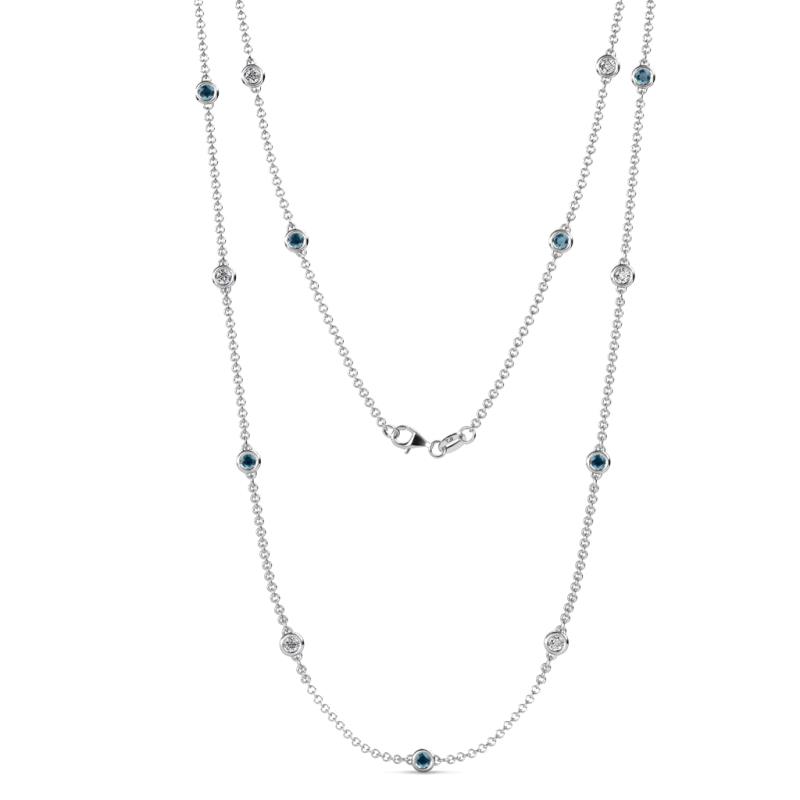 Lien (13 Stn/3mm) London Blue Topaz and Lab Grown Diamond on Cable Necklace 