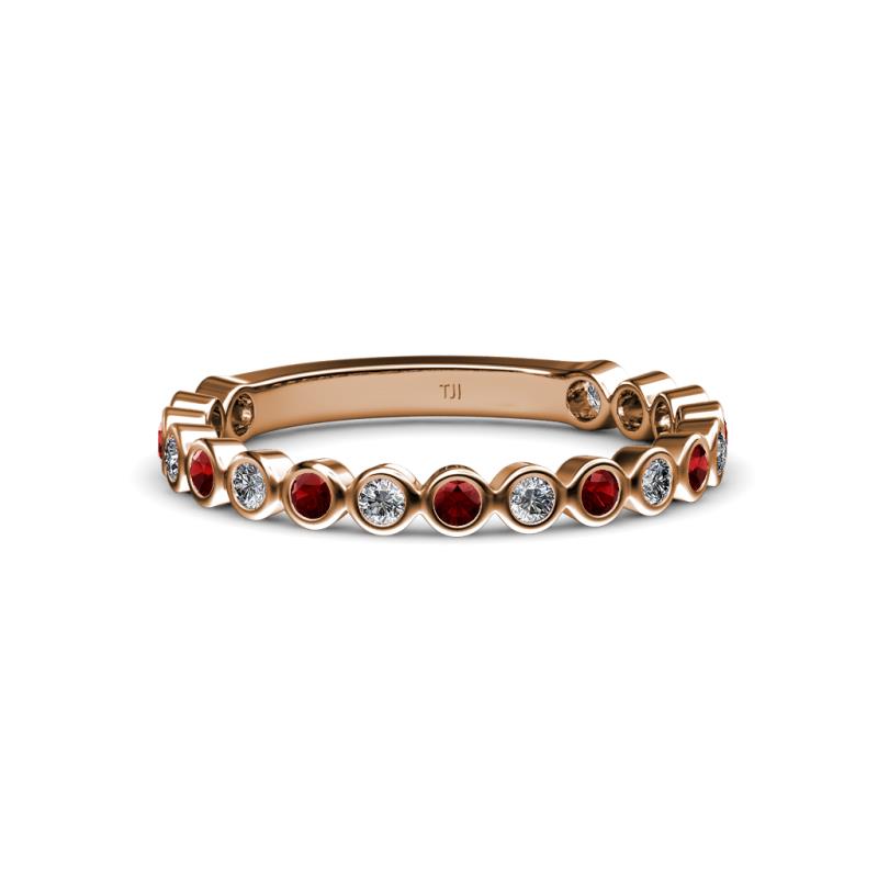 Ashlyn 1.80 mm Red Garnet and Lab Grown Diamond 3/4 Eternity Band 