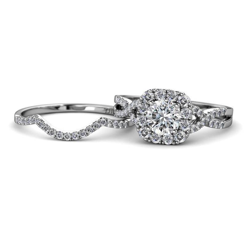Felice Prima Round Diamond Halo Bridal Set Ring 