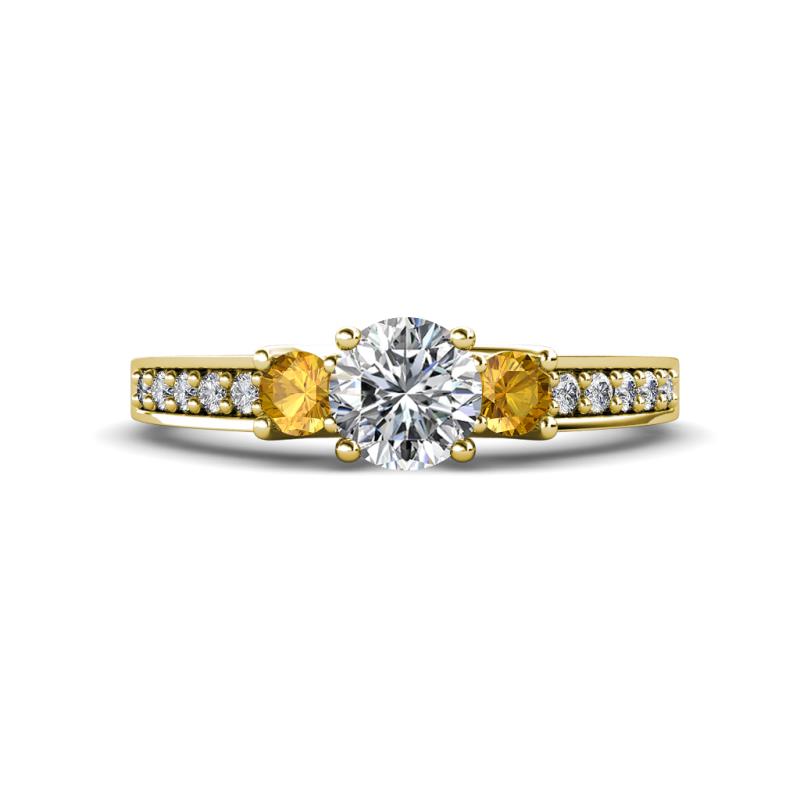 Valene Lab Grown Diamond and Citrine Three Stone Engagement Ring 