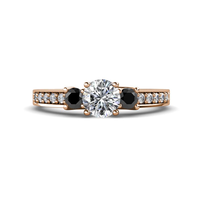 Valene Black and White Lab Grown Diamond Three Stone Engagement Ring 