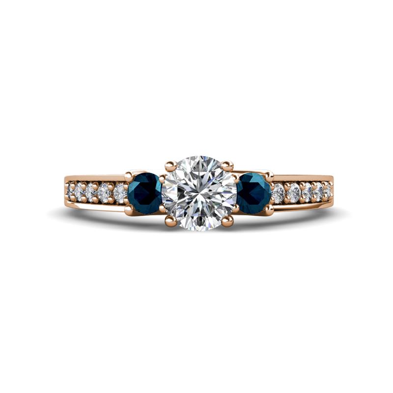 Valene Blue and White Lab Grown Diamond Three Stone Engagement Ring 