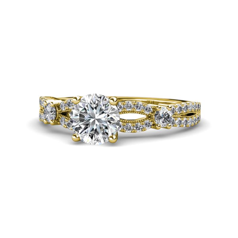 Senna Desire 1.45 ctw (6.5 mm) IGI Certified Round Lab Grown Diamond (VS1/F) and Round Natural Diamond Engagement Ring 