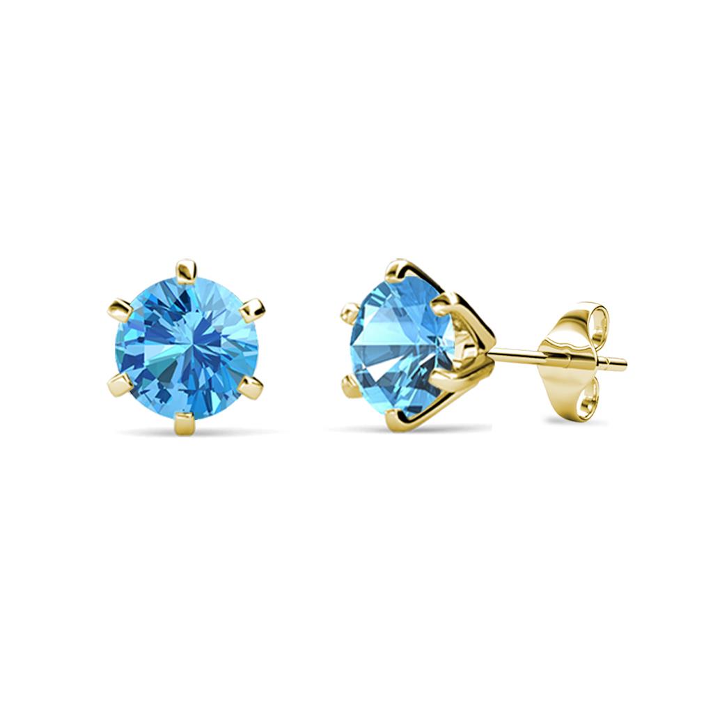 Kenna Blue Topaz (5mm) Martini Solitaire Stud Earrings 