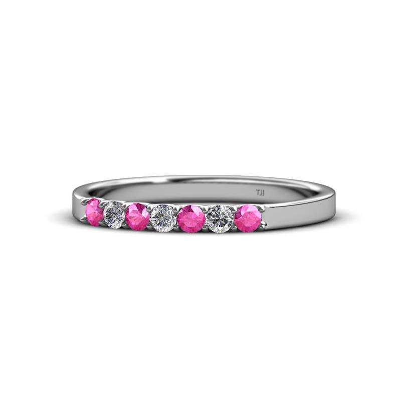 Fiala 2.00 mm Pink Sapphire and Lab Grown Diamond 7 Stone Wedding Band 