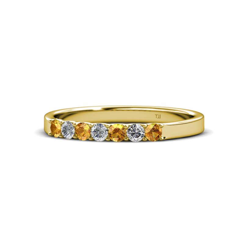 Fiala 2.40 mm Citrine and Lab Grown Diamond 7 Stone Wedding Band 