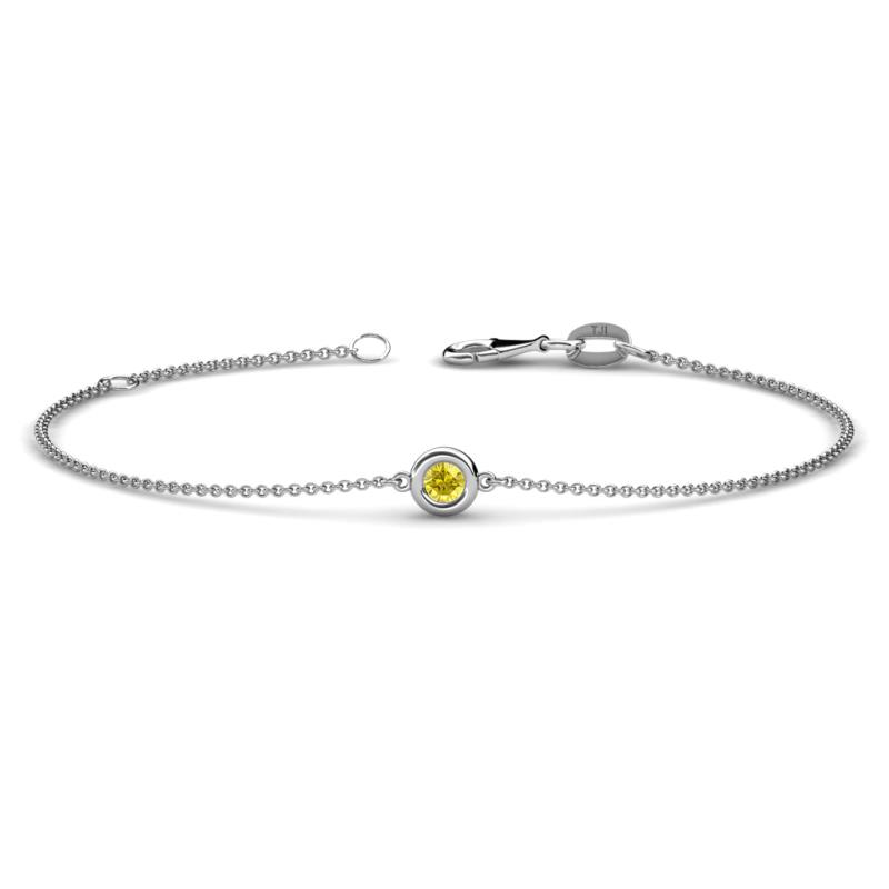 Alys (3mm) Round Yellow Sapphire Solitaire Station Minimalist Bracelet 