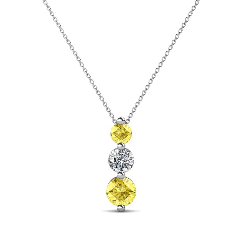 Kesha (3.4mm) Round Yellow Sapphire and Lab Grown Diamond Graduated Three Stone Drop Pendant 