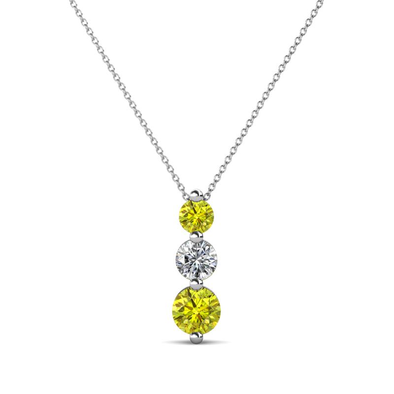 Kesha (3.4mm) Round Yellow Diamond and White Lab Grown Diamond Graduated Three Stone Drop Pendant 