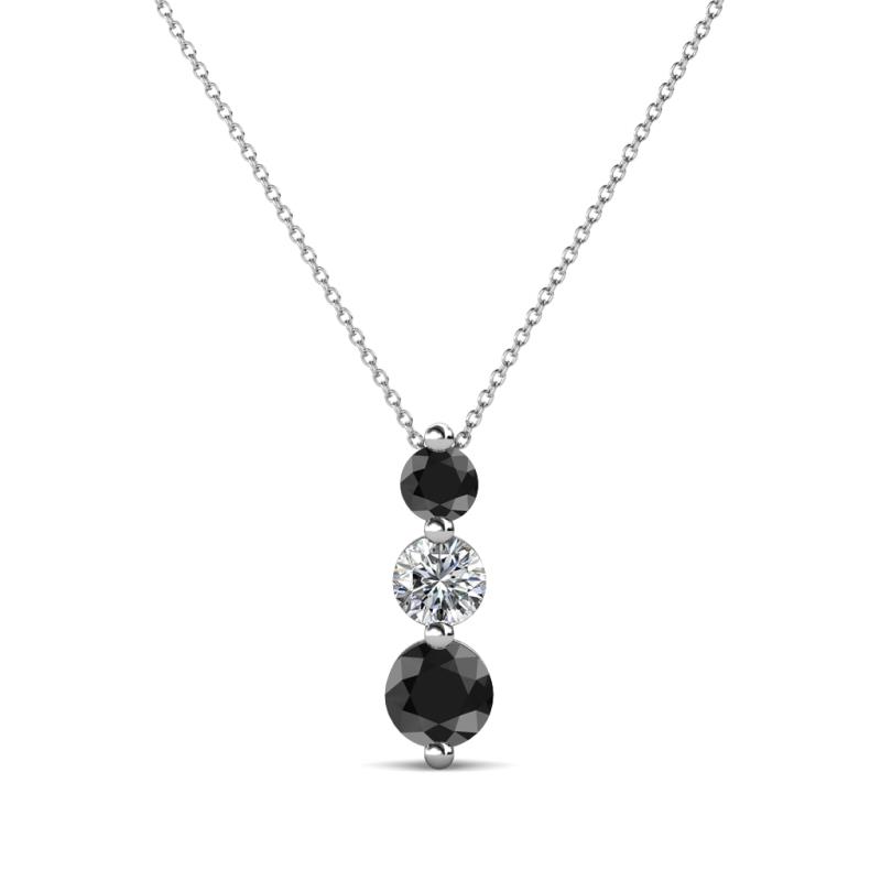 Kesha (3.4mm) Round Black Diamond and White Lab Grown Diamond Graduated Three Stone Drop Pendant 