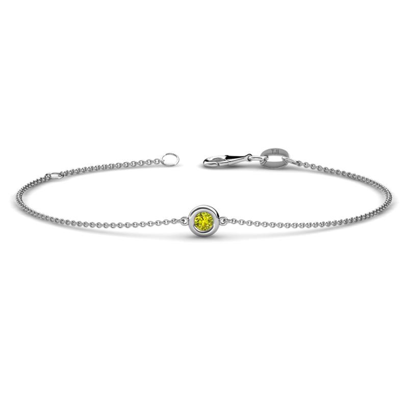 Alys (3mm) Round Yellow Diamond Solitaire Station Minimalist Bracelet 