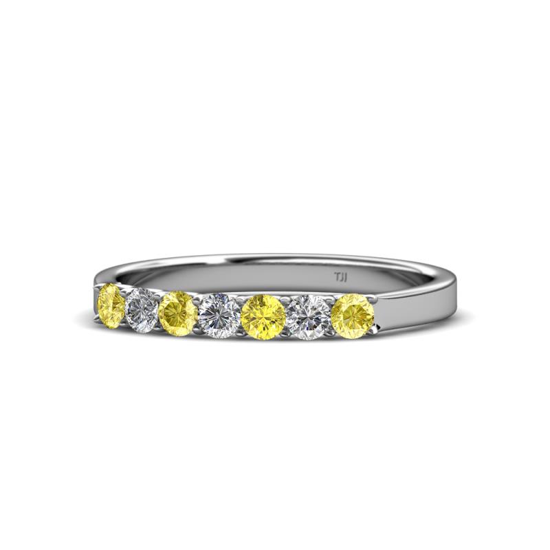 Fiala 2.70 mm Yellow Sapphire and Lab Grown Diamond 7 Stone Wedding Band 