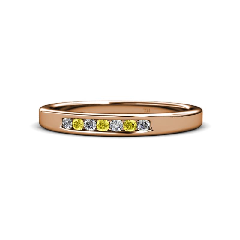 Kathiryn 2.00 mm Yellow Sapphire and Lab Grown Diamond 7 Stone Wedding Band 